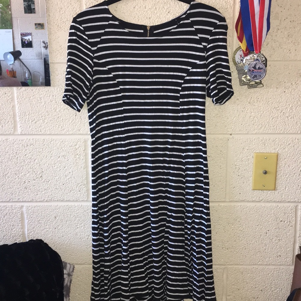 Navy striped skater dress